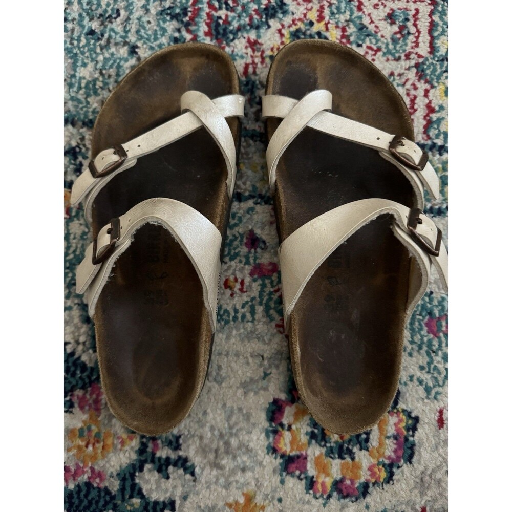 Birkenstock Mayari Graceful Pearl White Birko-Flor Sandals Women’s Size 39